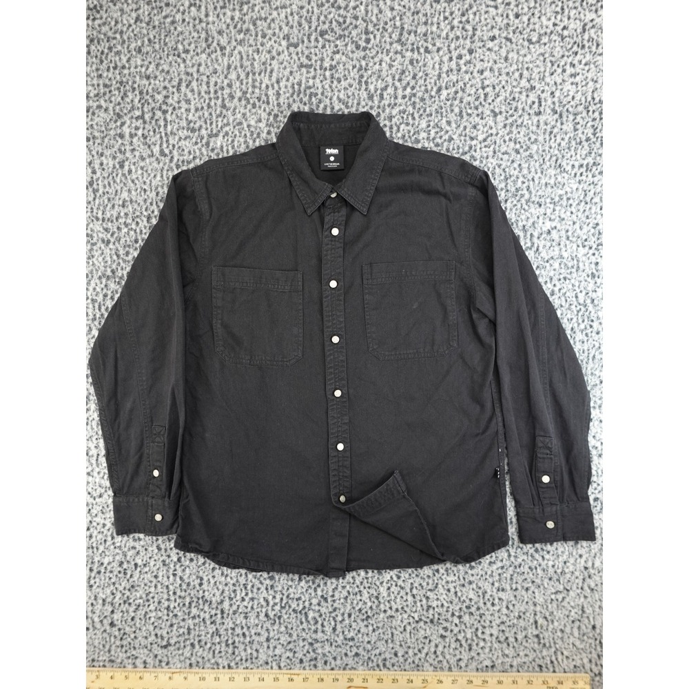Teton Gravity‎ Research Button Down Mens L Black Grateful Dead Steal Your Face